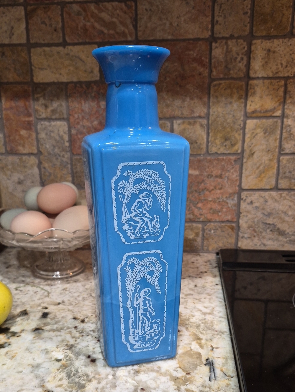 Vintage 1965 blue and white Jim Beam Decanter